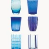 Vasos de vidrio soplados artesanalmente Melting Pot Sea, 6 uds.