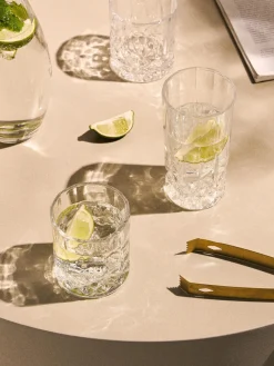 Vasos old fashioned con relieve de cristal George, 4 uds.