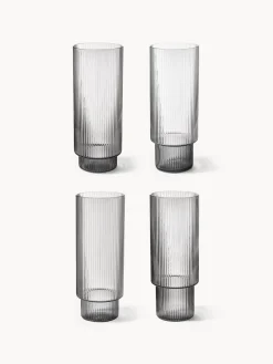 Vasos soplados con relieves Ripple, 4 uds.