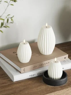 Vela LED artesanal Round Stripe, 15 cm