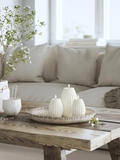 Vela LED artesanal Round Stripe, 10 cm