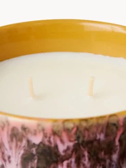 Vela perfumada artesanal de dos mechas 70´s (salvia y pétalos de rosa)