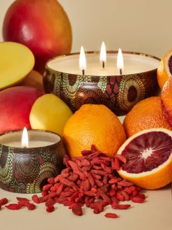 Vela perfumada artesanal de tres mechas Japonica Collection (bayas de goji, mango y naranja tarocco)