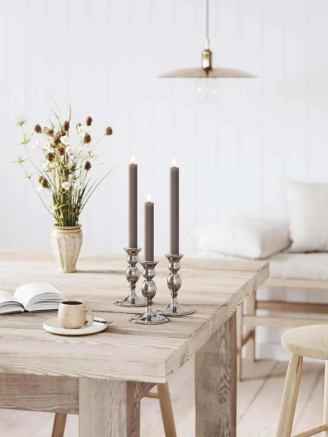 Velas cónicas LED artesanales Real Flame, 15 cm, 2 uds.