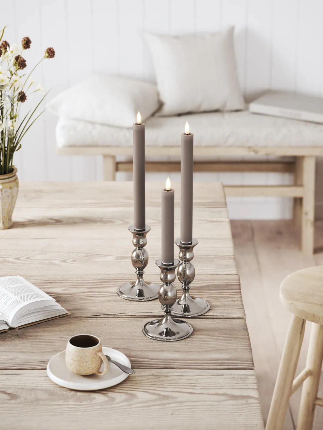 Velas cónicas LED artesanales Real Flame, 15 cm, 2 uds.