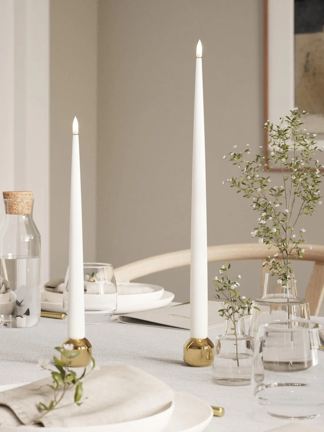 Velas cónicas LED artesanales Real Flame, 38 cm, 2 uds.