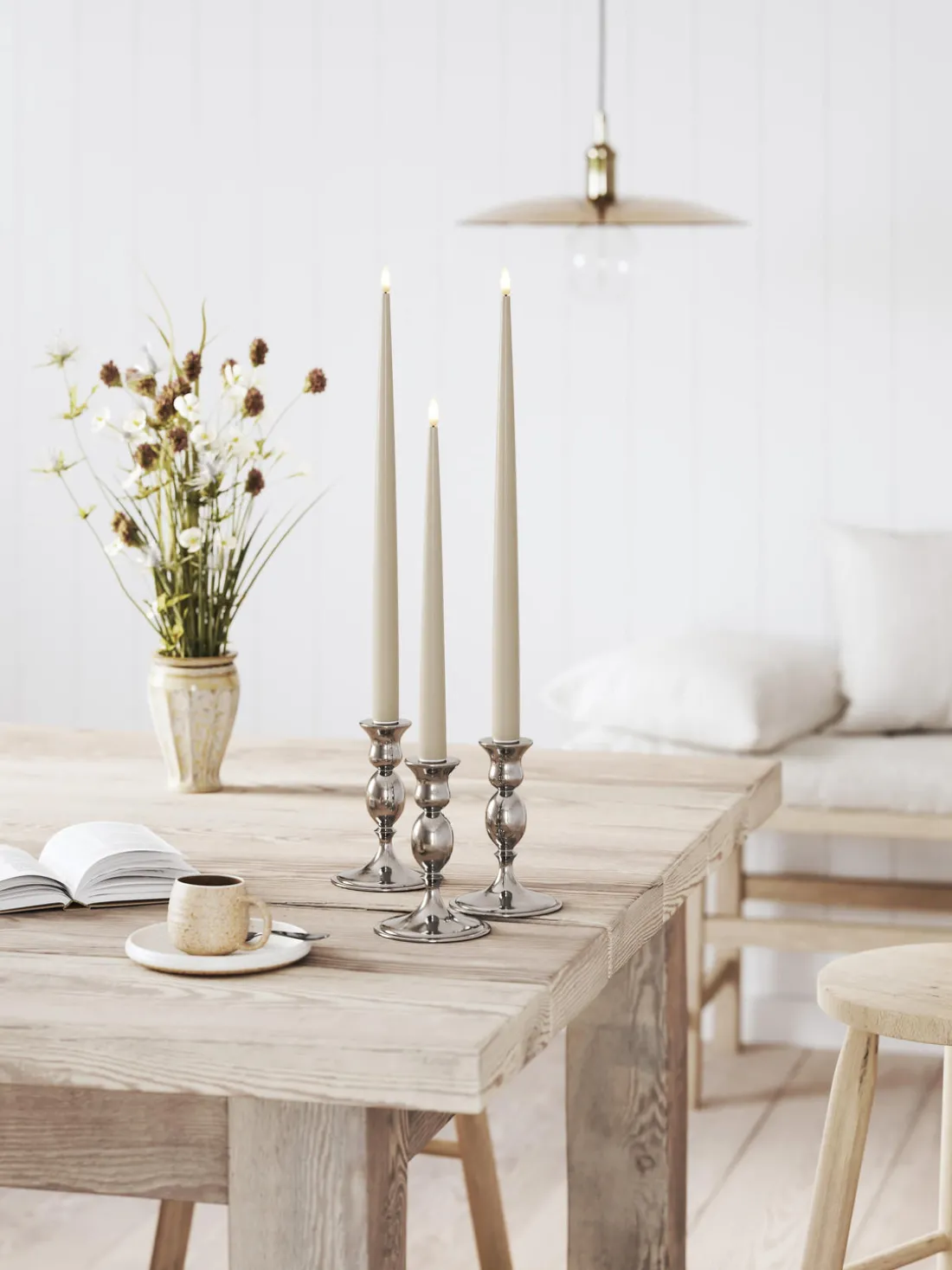 Velas cónicas LED artesanales Real Flame, 38 cm, 2 uds.