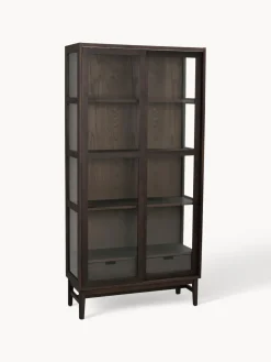 Vitrina de madera de roble con puertas correderas Hazelton