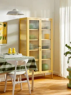 Vitrina de metal con cristal acanalado The Collector