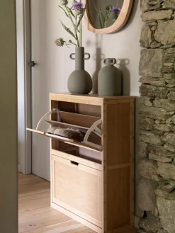 Zapatero de pared de madera de bambú Kedar